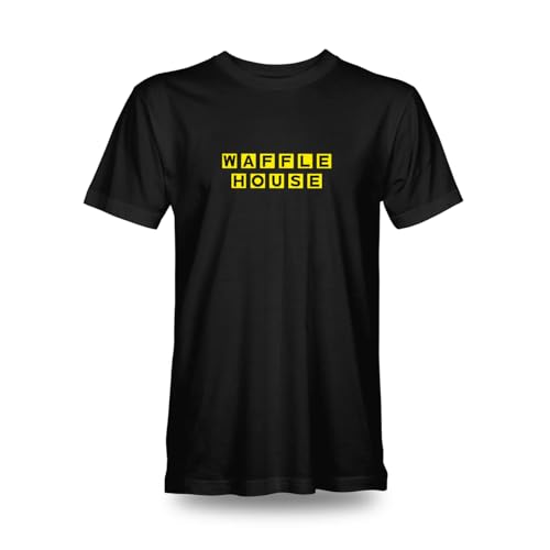Waffle House Shirt Unisex Logo Blended Tee Waffle Shirt for Men & Women Soft Cotton-Poly Casual Everyday Waffle Shirt Black M
