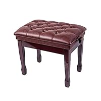 RWRAPS Piano Stool Wooden Artist Piano Bench Stool with Activity Foot Pad,Height Adjustable,Horseshoe Stool Legs,Thick Cushion PU Leather Padded