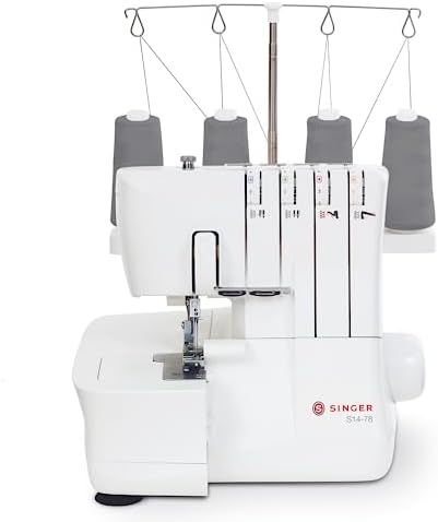 SINGER S14-78 Serger with Accessory Kit | Overlock Machine with 2-3-4 Stitch Capability, 1200 Stitches/Minute, Differential Feed, LED Light & Free Arm, White