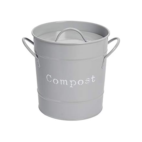 Harbour Housewares Komposteimer mit Deckel für die Küche - Metall Cover