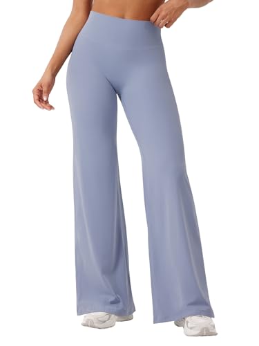 YEOREO Workout Leggings Womens No Front Seam Straight Leggings 31.5' High Waist Buttery Eddiy Gym Yoga Pants Granite Blue L