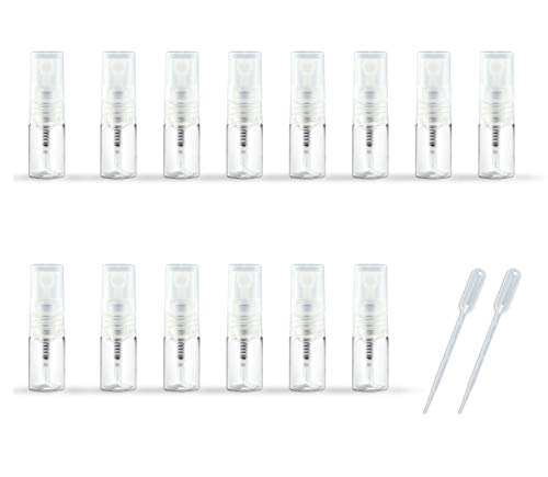 ZbFwmx 2ML Empty Mini Perfume Glass Bottle Mist Spray Pump Sample Pen Contaier Small Perfumes Atomizer Sprayer Vial Containers (50 Pack Set)