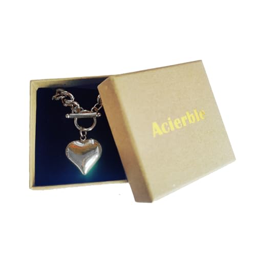 Stainless Steel Puffy Heart Pendant Statement Chunky Toggle Necklace for Women Thick Statement Chain Link Necklaces4