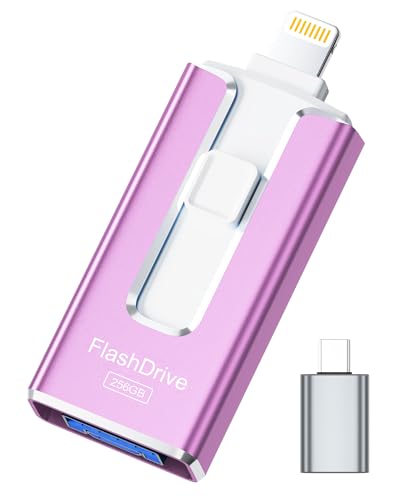 Image of MFi Certified Flash Drive for iPhone iPad 256GB, Photo Stick for External Memory Storage, Easily Back Up and Save Photos Videos, USB Memory Stick Thumb Drive for iPhone /iPad /Android /PC (Purple)