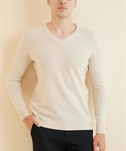 Mnjyihy Men's V-Neck Wool Knit Sweater Fall Winter Warm Long Sleeve Pullover Jumper4