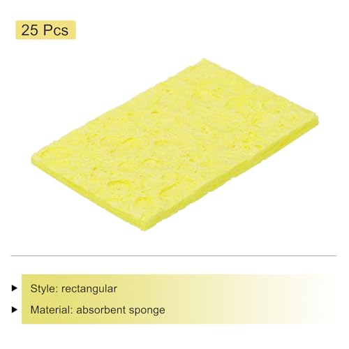 Image of MECCANIXITY 25PCS Soldering Sponge 50 x 35mm Rectangle Yellow Cleaning Pad Welding Tip Iron Replacement for Cleaning Soldering Iron 2mm Natural Thickness 11mm Water Absorption Thickness