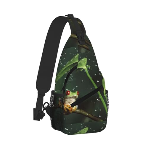 Cross Chest Bag Diagonally-Peace Tree Frog Print Durable Hiking Daypacks With Large Capacity For Women Men2