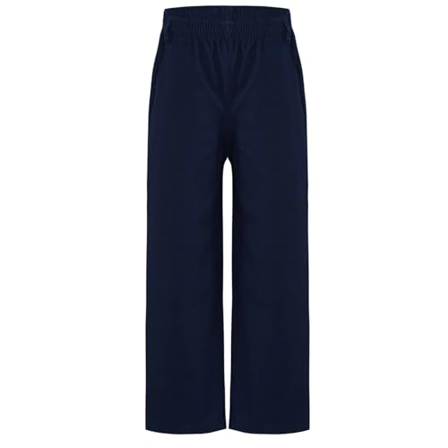 Linjinx Kids Boys Wide Leg Baggy Pants Loose Fit High Waist Trousers with Pockets Casual Wear