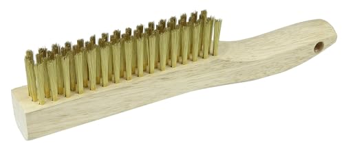 Image of Weiler 44119 0.006 inch Wire Size, 5 inch Brush Length, 10 inch X 1-1 /8 inch Block Size, 4 x 18 No. of Rows, Brass Bristles, Hardwood Block, Plater's Scratch Brush, Made in the USA (Pack of 12)