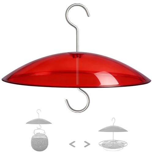 8 Mini Weather Guard for Bird Feeder - Small Protective Dome Cover Against Rain/Snow/Sun - Red Dia. 20CM