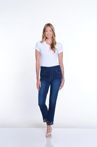 SLIM-SATION Women's Four-Pocket Pull-on Jean Ankle Pant with Hem Embellishment2