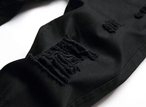 Kihatwin Boy's Skinny Ripped Jeans Destroyed Distressed Taper Zipper Pants with Holes4