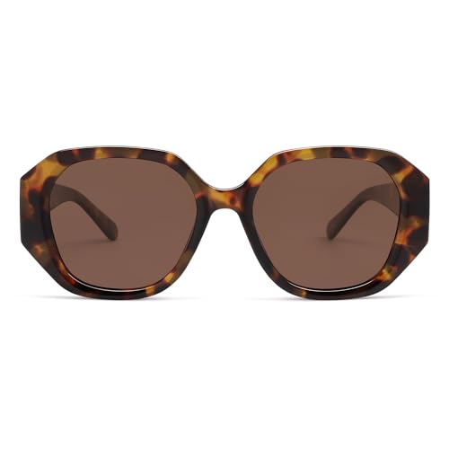 AMOMOMA Oversized Hexagonal Sunglasses for Women, Fashion Womens sunglasess Designer Shades 70s UV400 Polarized AM66463