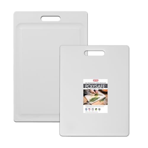 Set 2 Tablas de Cortar Rectangulares con Mango y Surco Blanca miniatura 1