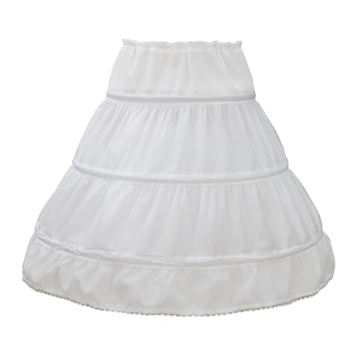 Stpraintol Girls 3 Hoops Full Slip Petticoat Crinoline A-line Ball Gown Underskirt. (US Age 6 Years 7 Years White)