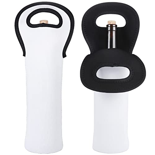 Sublimation Blanks Wine Carrier Tote Bag-2 Pack 750ML Portable Neoprene Wine Tote Holders and Wine Carriers Bag Insulated Bag for Wine/Beer/Champagne/Water/Drink, for Home Travel Picnic Party