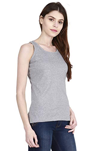 Image of FLEXIMAA Women's Cotton Plain Round Neck Sleeveless T-Shirt