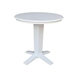 IC International Concepts 36' Solid Wood Round Top Pedestal Dining Table - 35.9' High, White