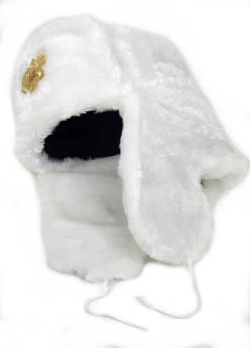 Authentic Russian Military White Ushanka Hat Soviet Imperial Eagle Badge