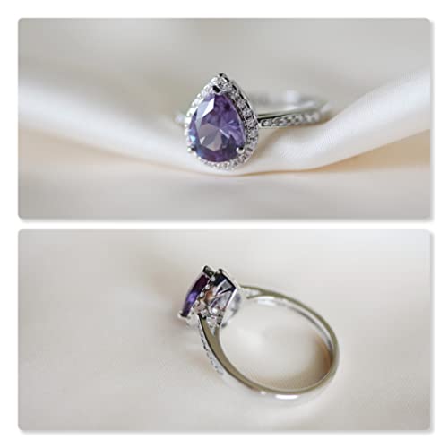 Color Change Alexandrite Ring 925 Sterling Silver June Birthstone Oval Kite Round Pear Shape Halo Cocktail Statement Engagement Ring Vintage Solitaire Three Stone Trilogy Lab Created Alexandrite Rings for Women4