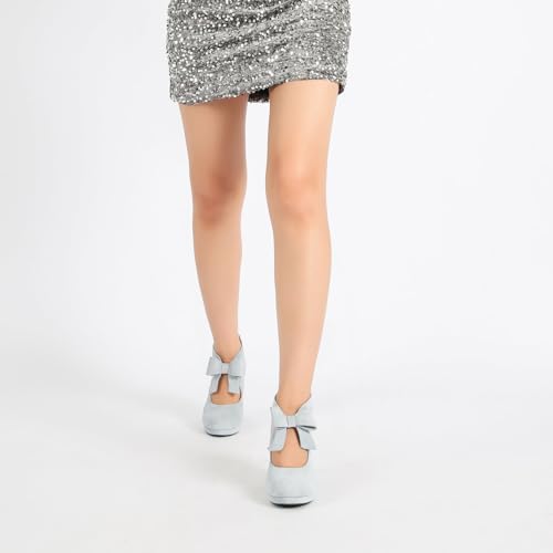 LIURUIJIA Women's Platform High Heels Bow Pumps Cutout Mesh Panel Wedding Work Party Dress Shoes4