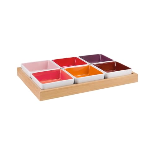 Remember Plateau et bols lot de 6 rouge