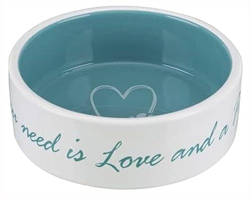 Trixie Pet's Home Futternapf aus Keramik, 0,3 l, Durchmesser 12 cm, cremefarben und hellblau