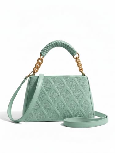 Image of LIKE STYLE Women's Embossed PU Sling Bag | Dual Compartment Shoulder & Crossbody Bag with Braided Handle | Stylish Handbag for Office & Casual Use | Durable Material