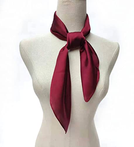 pure color square scarf head scarf neckerchief for Women 27 by 27 Inch (wine)2
