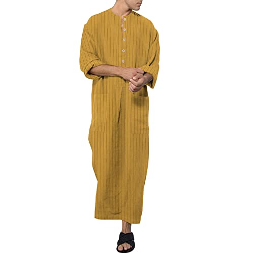 Jelaba Hombre Musulmán Vestidos Musulmanes Oriente Medio Vestido De Oración Caftán De Oración Abaya Camisa Islam Gandoura Camisón Qamis Ramadan Eid Manga Larga para Hombre Tradicional Jelaba, 3