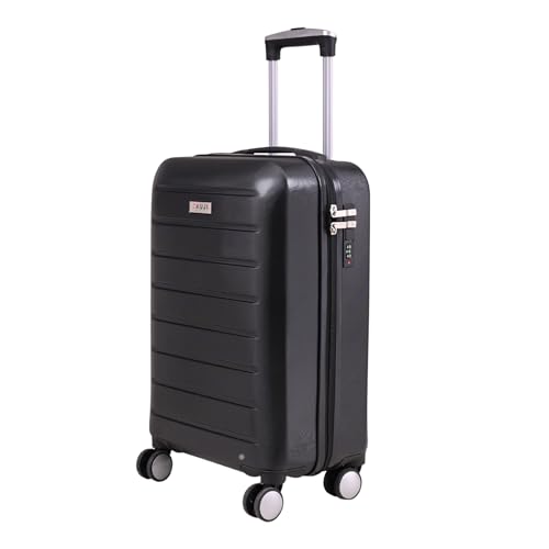 Image of Fauji Valor Series Onyx Black 20 Inch Trolley Bag with Tough Dual Wheels, Anti Theft Zip, Wet Pouch & Hard Body