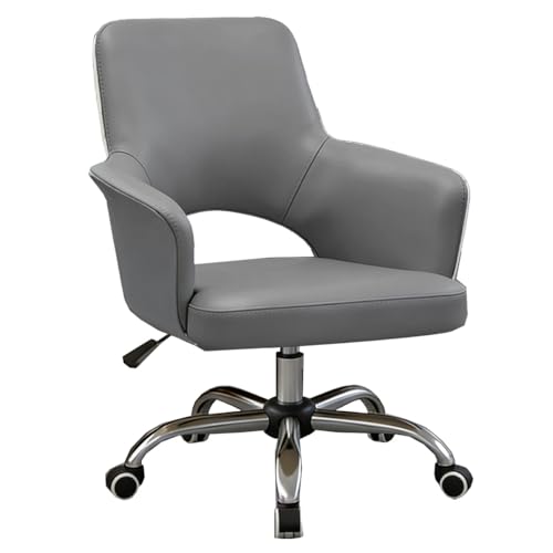 Silla de ordenador con respaldo medio alto y ruedas, silla de oficina con reposabrazos acolchados, silla ejecutiva ergonómica con respaldo, cómodos sillones de cuero para el salón (marrón)