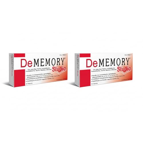 DeMemory Studio 30 Cápsulas - Pack 2 Unidades - Ayuda a la Concentración, Aprendizaje y Razonamiento - con Fosfatidilcolina, Fosfatidilserina, Taurina, Jalea Real, Vitaminas y Minerales