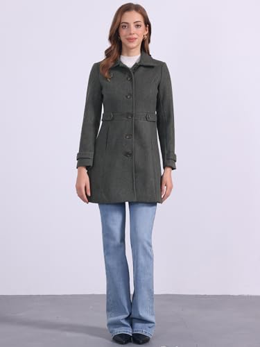 Image of Allegra K Women's Winter Classic Overcoat with Pockets Single Breasted Coat | Soft pea coat, Fully lined outerwear, Trendy, Fall office peacoat, Warm casual holiday everyday wear,
