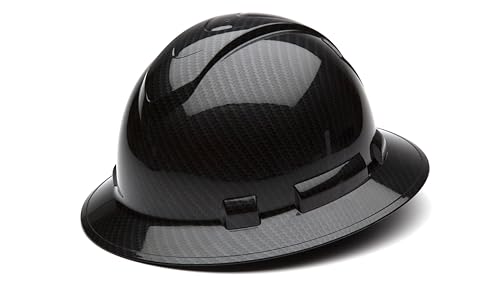 Pyramex Safety Capacete de Aba Completa Pyramex Ridgeline, Suspensão de Catraca de 4 Pontos, Padrão de Grafite Preto Brilhante