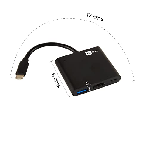 Image of 3-in-1 USB Type-C to HDMI Adapter with USB 3.0 & PD Charging Port | Type C to HDTV 4K Converter | Compatible with MacBook, Chromebook Pixel & Other Type-C Devices