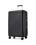 KONO Valise Grande Taille Soute 76.5cm 94L Valise Rigide ABS+PC Anti salissure Imperméable Léger Résistant à la Compression 360° Roues Silencieuses avec Serrure Extérieure de Sécurité, Noir
