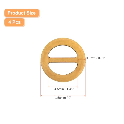 Image of uxcell 4 Pcs T-Shirt Clips, 50mm Wood Scarf Ring Clip Round Tie Circle Clip Buckle Fashion Clothes Corner Knotted Button for Women's Silk Clothing Decoration, Yellow