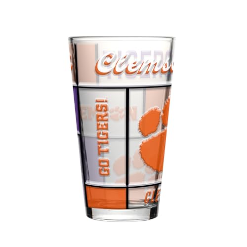Image of Logo Brands NCAA oz Stained Glass Pint Glass - 3D Embossed Logo & Bold Team Colors - Durable Sports Fan Beer Glass for Home, Bar & Tailgates