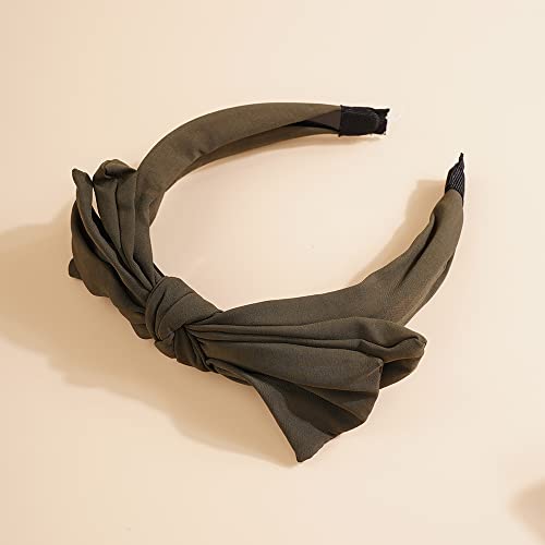 Wiwpar Knotted Bow Headbands For Women Fashion Cute Knot Headband Hair Bands Solid Bow Hair Accessories For Women Girls (Olive Green) #TOP2