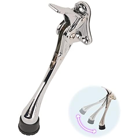 One Touch Kickdown Door Stopper, Door Holder, Heavy Duty Door Stops, Bottom of Door, Height-Adjustable Rubber Tips by HASHI (Chrome 6 inch x 1pack) Cover