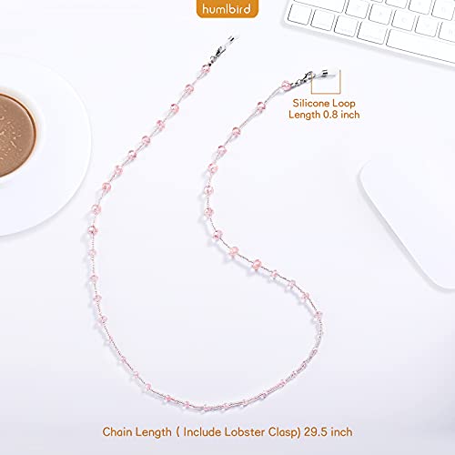 Humlbird Eyeglass Chain For Women Stylish Mask Lanyard Natural Crystal Mask Chain Eye Glasses Holder Strap, Pink #TOP2