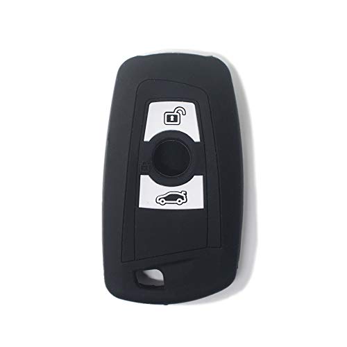 [Schlüsselanhänger] Schlüsselhülle aus Silikon für BMW 3 Tasten Keyless-Entry Fernbedienung (Siehe Kompatibilität im Foto) Serie 1 3 4 5 6 7 Z4 X3 X4 X5 X6 (Nero)