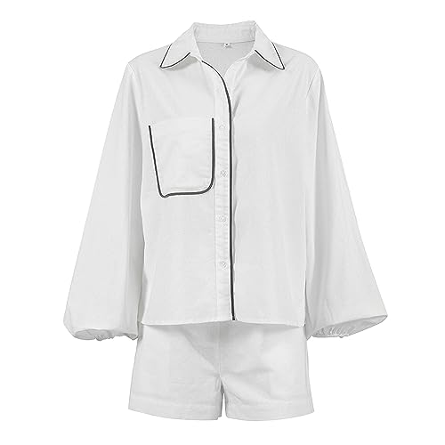 Hauts formels à manches longues pour femme chemises blanches chic col rabattable L