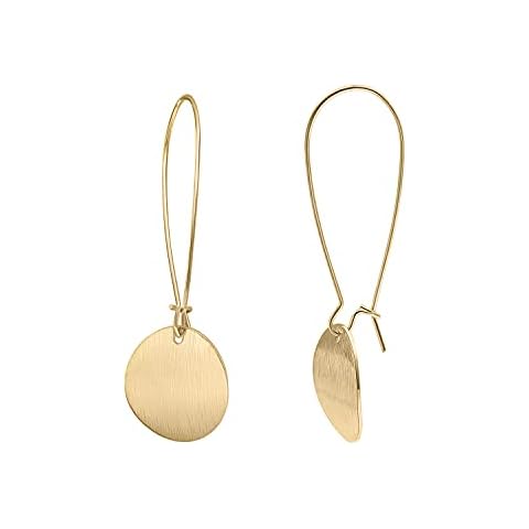 Statement Long Gold Circle Simicircle Ball Dangling Earrings for Women Lightweight Circle Disc Coin Geometric Flat Brushed 18k Gold Plated Drop Dangle Hanging Hoop Earrings for women Gift for Her Cover