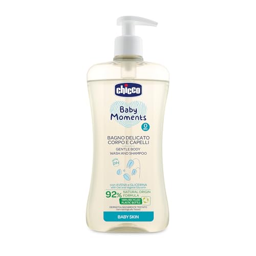 Chicco Bagno Delicato Corpo E Capelli, Bagnoschiuma Per Bambini, Con Ingredienti Di Origine Naturale, Pulisce La Pelle Del Bambino, Bagnetto Bambino, Con Avena, 500 ml