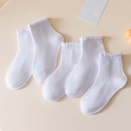 Girls Socks 10 Pairs Ankle Socks Preppy Cute White Breathable Cotton Warm Sock Comfy Ruffle Laced Dress Uniform Sock4