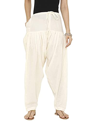 Image of Women's Loose fit Cotton semi Patiyala Salwar White