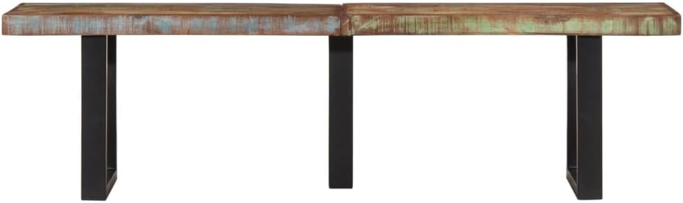 vidaXL Bench Brown and Black Solid Reclaimed Wood