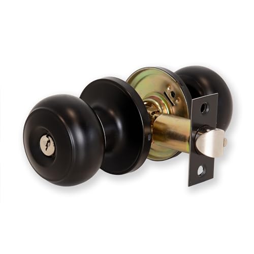 XFORT Bello – Béquille pour Porte – Poignée avec Serrure Tubulaire pour Porte Intérieure en Bois – Finition Noire Mate – Kit Complet avec Pêne et 3 Clés